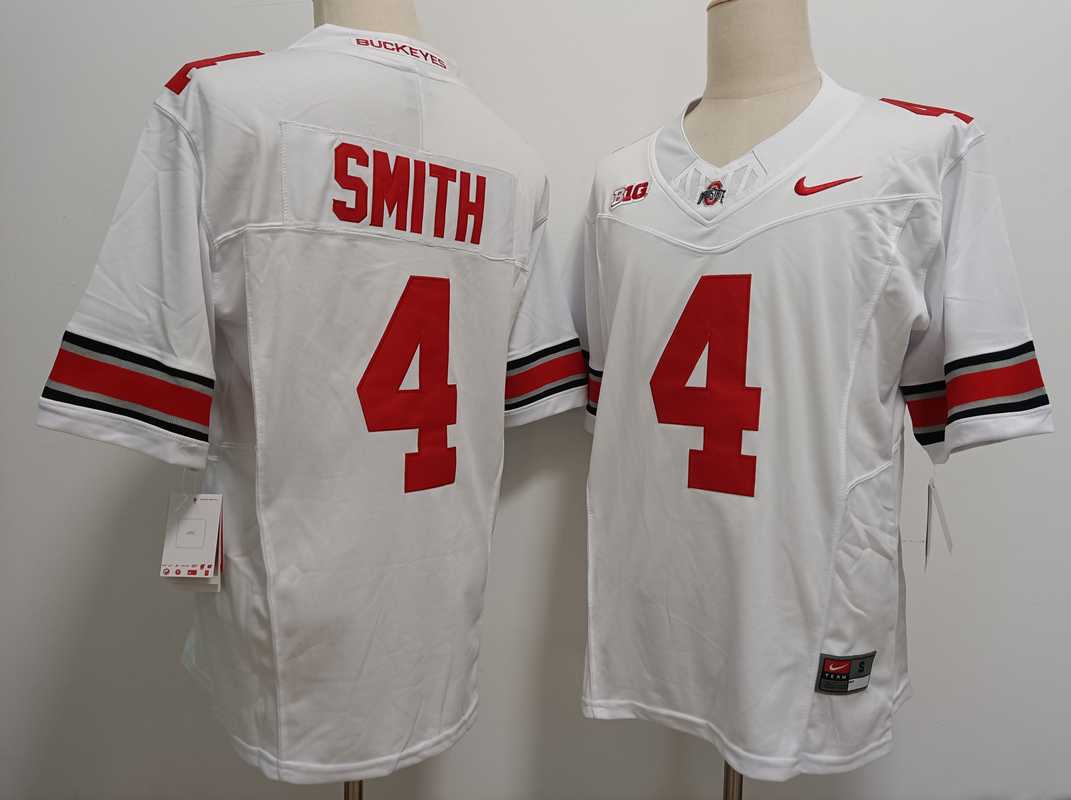 Mens Ohio State Buckeyes #4 Jeremiah Smith White FUSE College Football Jersey->ohio state buckeyes->NCAA Jersey